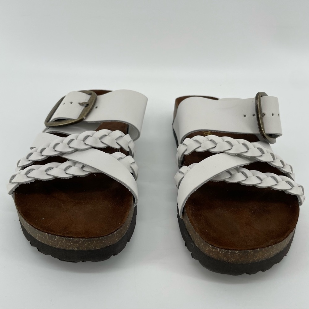 White Mountain Women’s Healing Footbed Sandals White Braided Leather 6M New - Picture 2 of 7